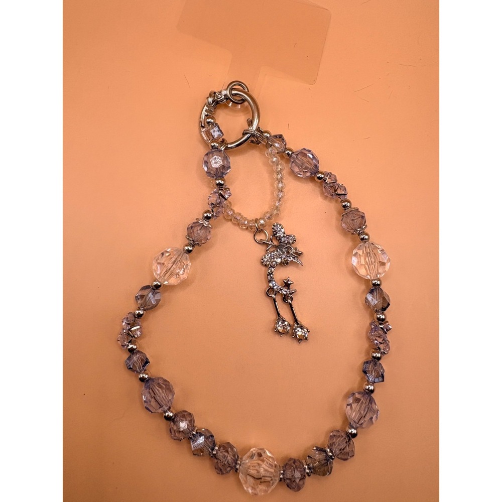Gorgeous Beaded Phone Lanyard with Crystal Butterfly, Moon and Stars